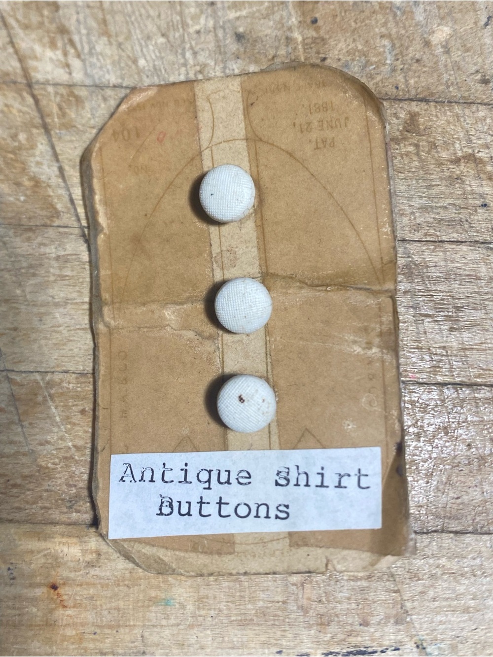 Antique 1881 Mini White Fabric Shirt Buttons (3)